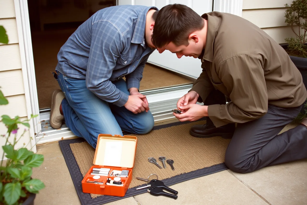 Locksmith rekeying a door lock with pin kit and tools (How a locksmith business gets more customers in 2027)